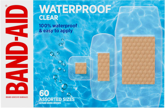 BAND-AID Brand Clear Waterproof Adhesive Bandages, Sterile First-Aid f