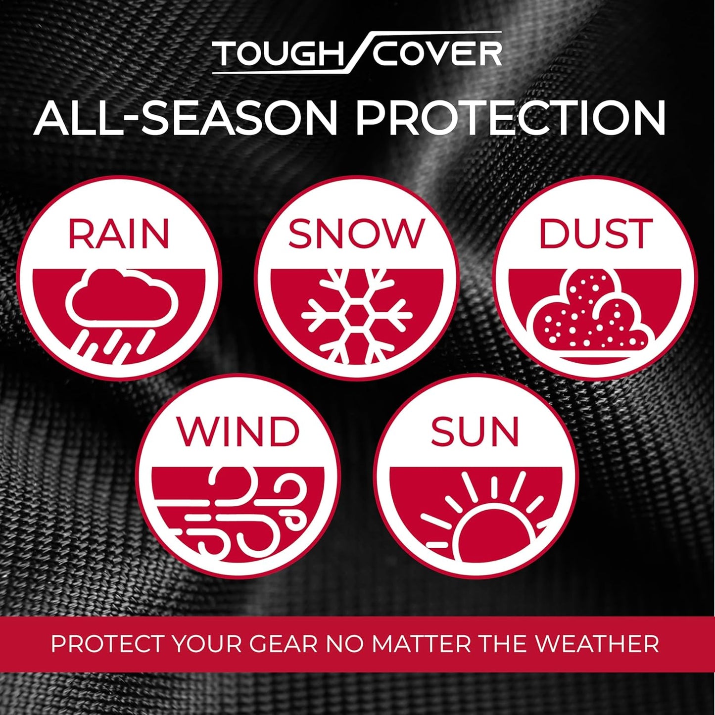 Tough Cover Riding Lawn Mower Cover - 75 x 47 x 49 in, Black - 600D Wa