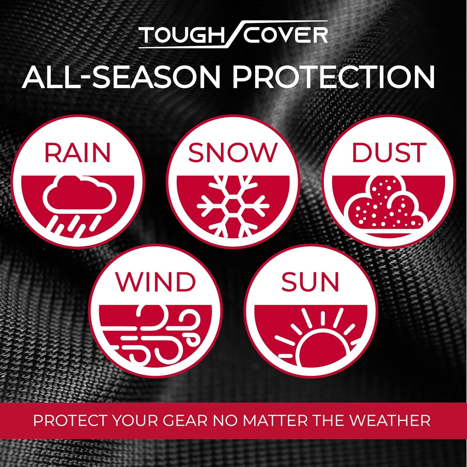 Tough Cover Riding Lawn Mower Cover - 75 x 47 x 49 in, Black - 600D Wa