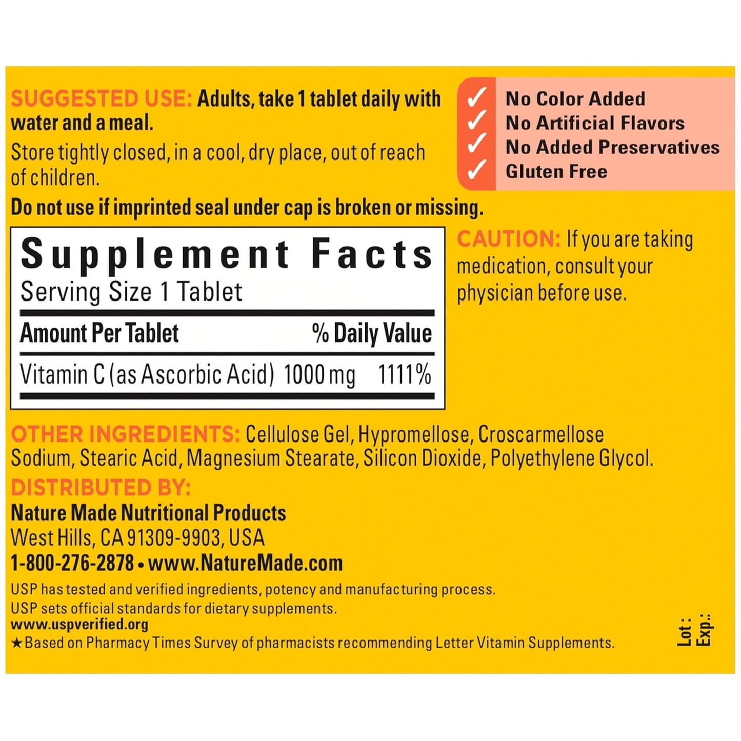 Nature Made Vitamin C 1000 mg Extra Strength, Dietary Supplement for I