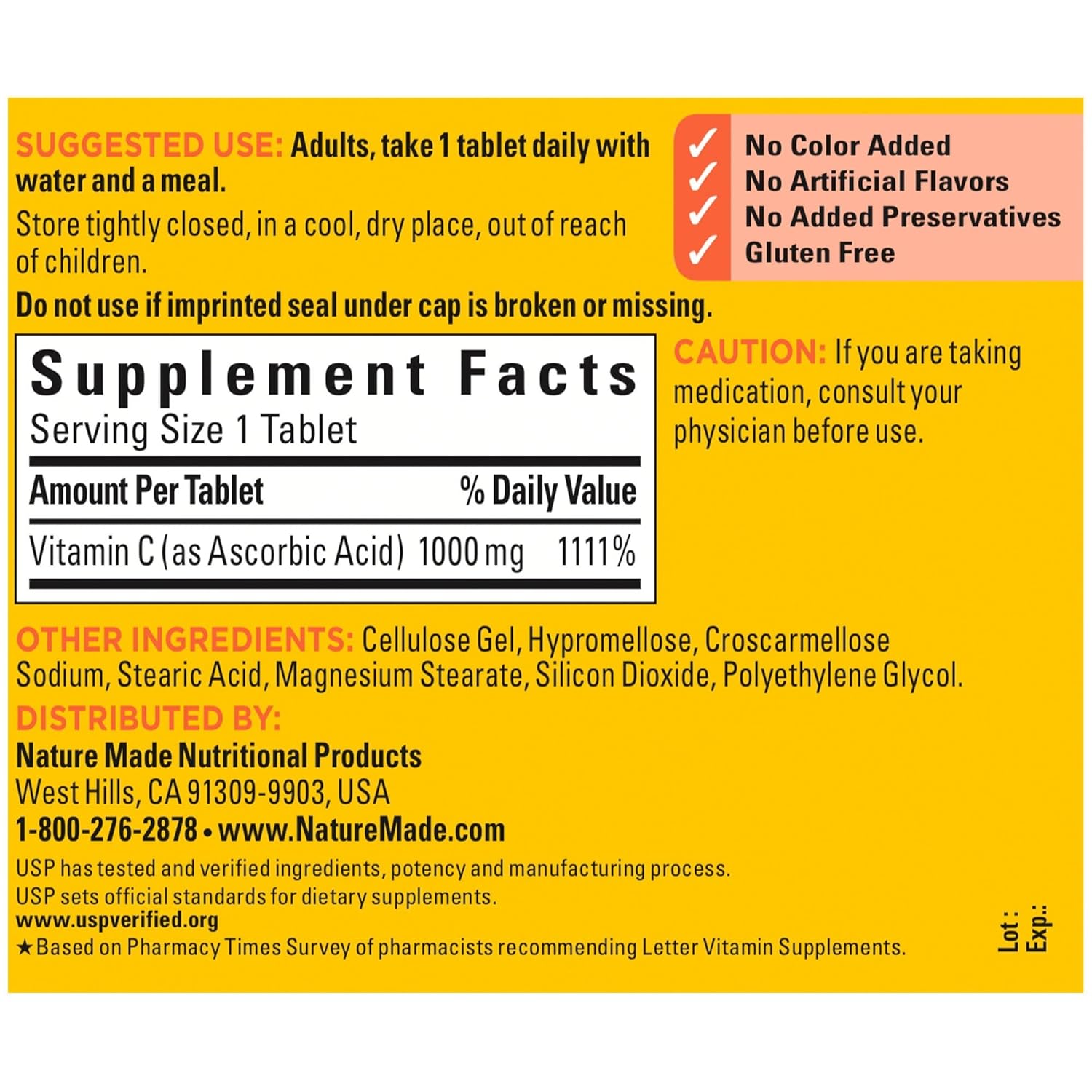 Nature Made Vitamin C 1000 mg Extra Strength, Dietary Supplement for I
