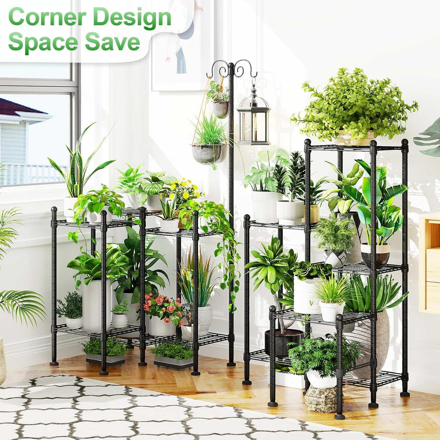 Plant Stand Indoor Outdoor, Heavy Duty Metal Waterproof 6 Tiered Plant