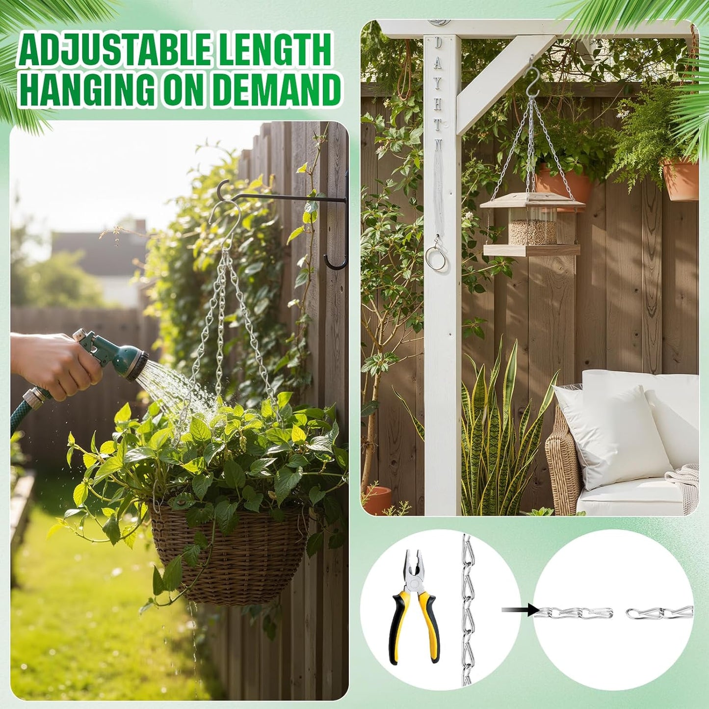 EBOOT 2 Pack Hanging Chain for Bird Feeders, Planters, Lanterns and Ornaments (35 Inch)