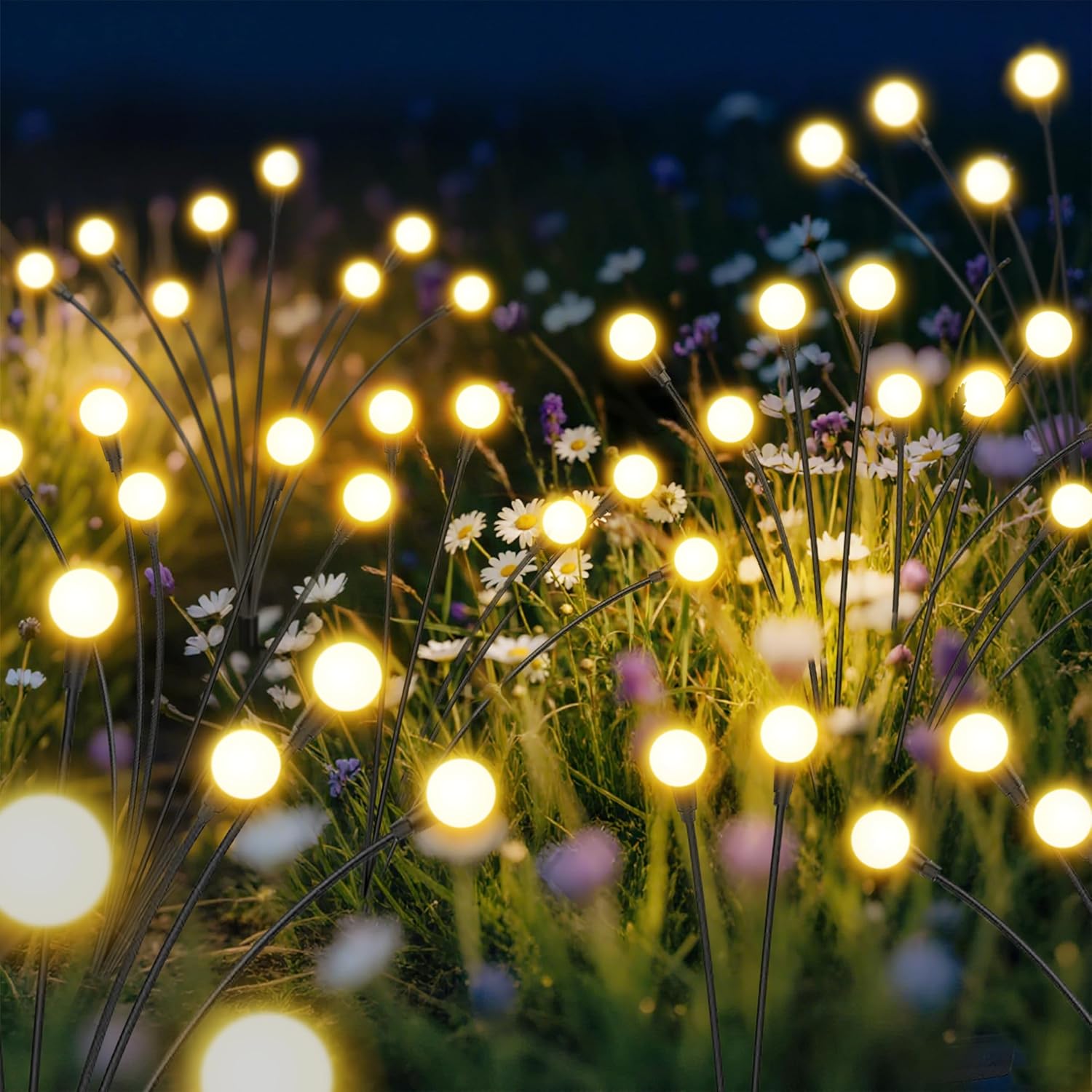Solar Lights Outdoor-4Pack 32LEDs Solar Garden Firefly Lights Outside,