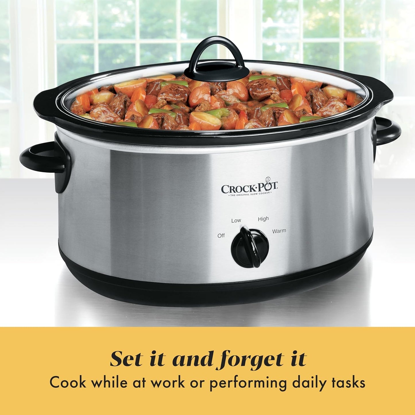Crock-Pot 7 Quart Oval Manual Slow Cooker, Stainless Steel (SCV700-S-B