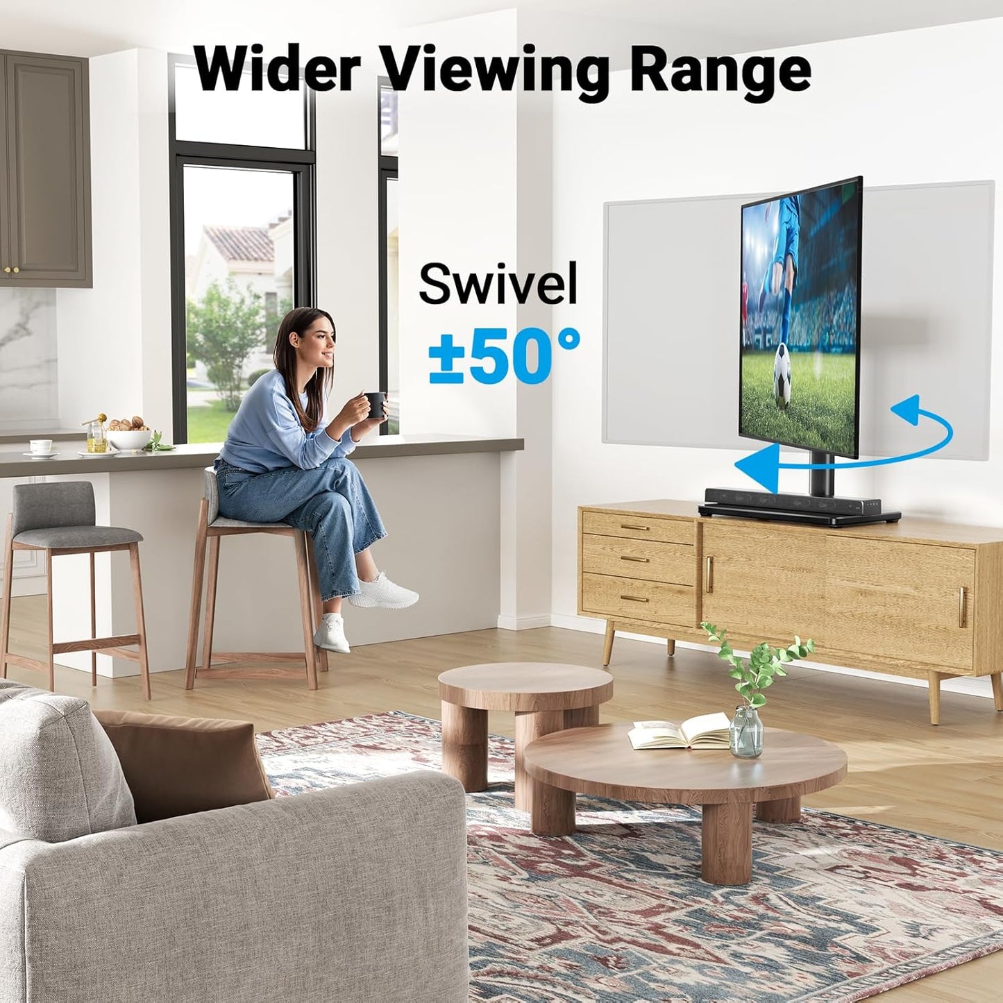 PERLESMITH Universal Swivel TV Stand for 24-60 inch TVs up to 99 lbs, 