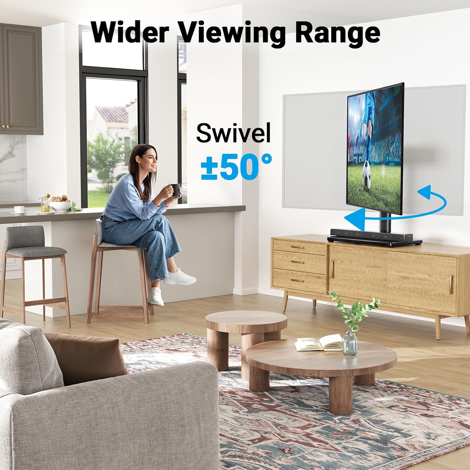 PERLESMITH Universal Swivel TV Stand for 24-60 inch TVs up to 99 lbs, 