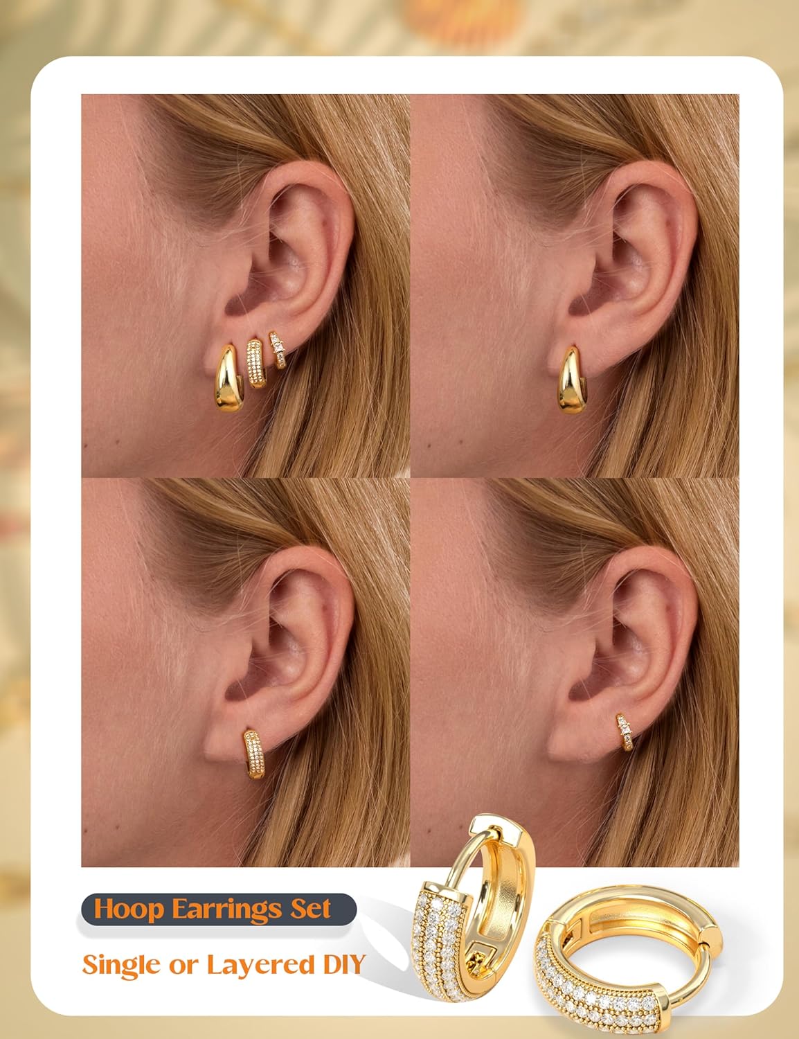 LOLIAS Small 14K Gold Plated Chunky Hoop Earrings for Women Hypoallerg