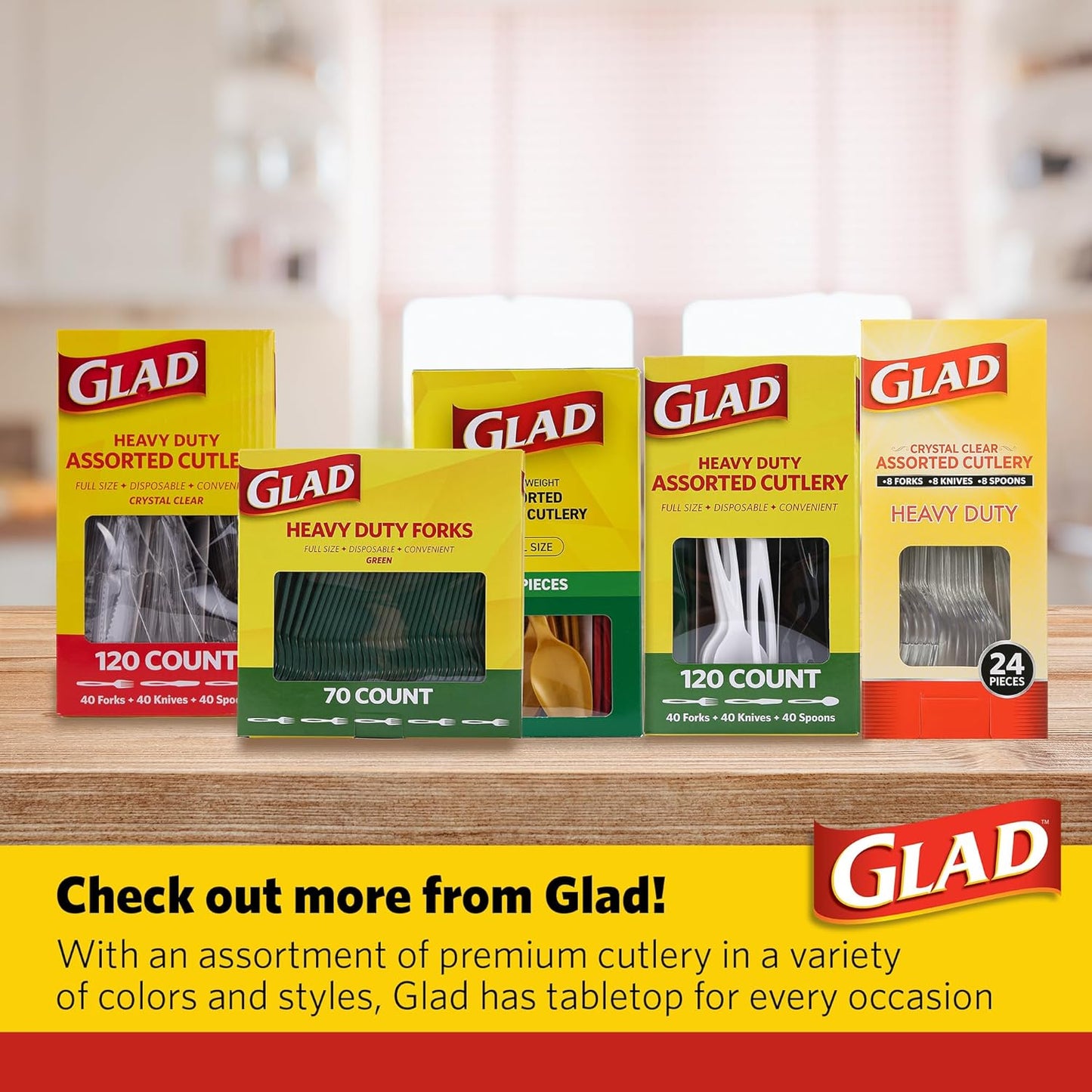 Glad Clear Plastic Spoons, Disposable Plastic Utensils for Parties Events and Everyday Meals, Sturdy Clear Plastic Cutlery for Easy Cleanup and Convenience, 24 Count