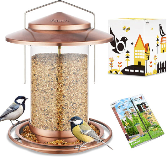 iBorn Bird Feeders for Outdoors Hanging,Metal Bird Feeders for Cardina