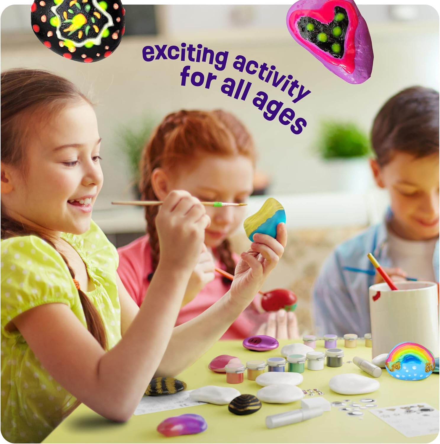 Dan&Darci Kids Rock Painting Kit - Glow in The Dark - Easter Gifts Art