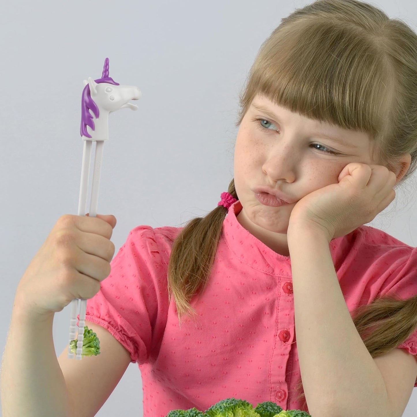 Genuine Fred MUNCHTIME Unicorn Chopsticks for Kids, Purple and White, Reusable Beginner Chopsticks with Animated Interactive Design, Fun Gift and Picky Eater Solution