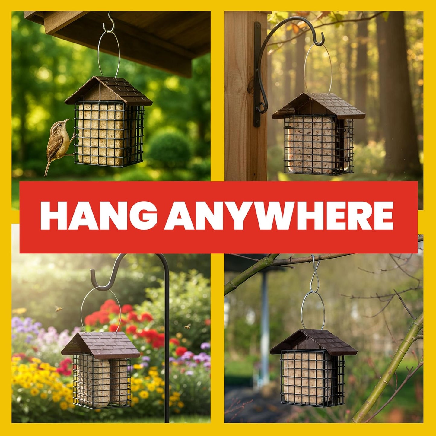 More Birds Double Suet Feeder with Weather Guard, 6.5" L X 4.25" W X 7