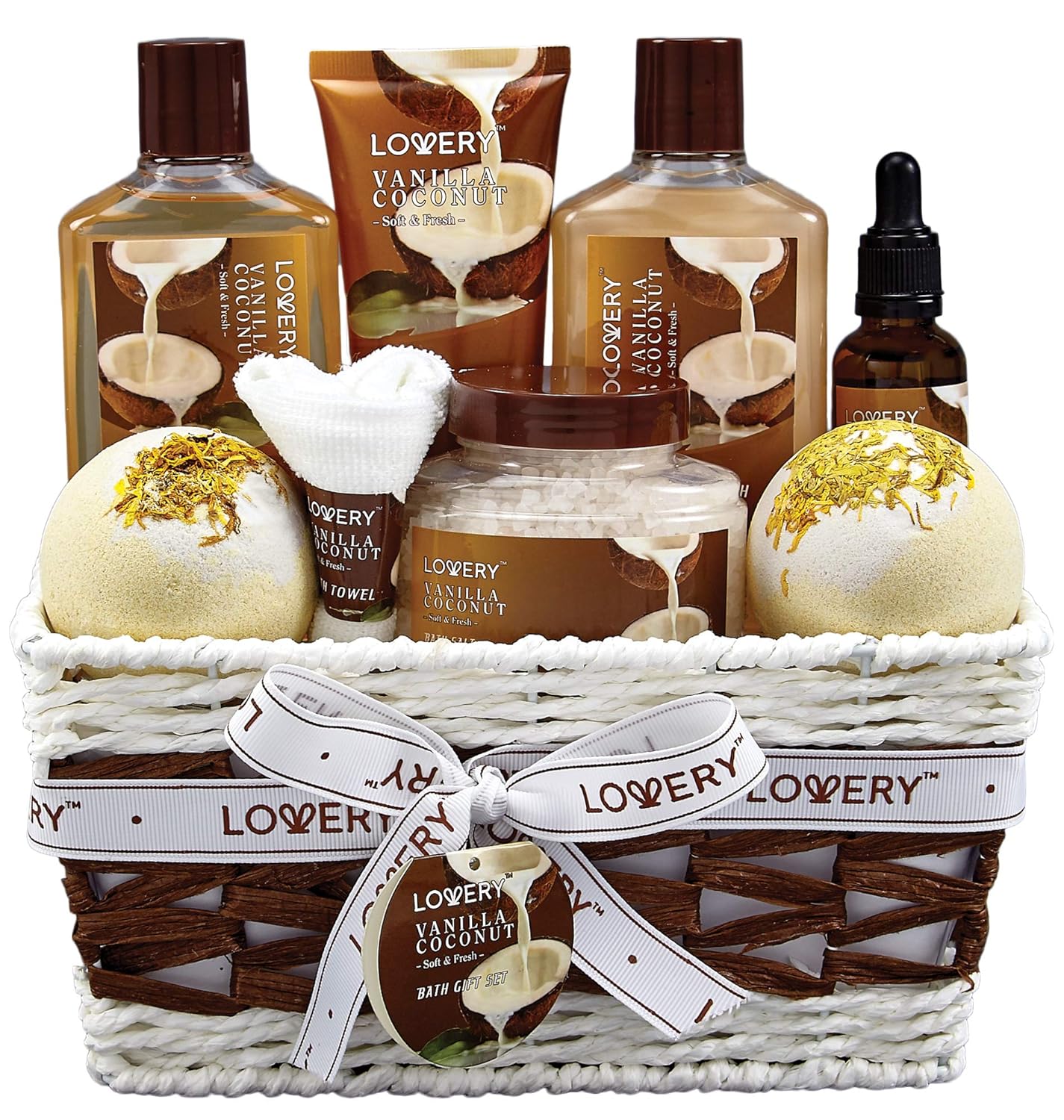 Gifts For Women Gift Basket for Women– 9 Piece Set of Vanilla Coconut 