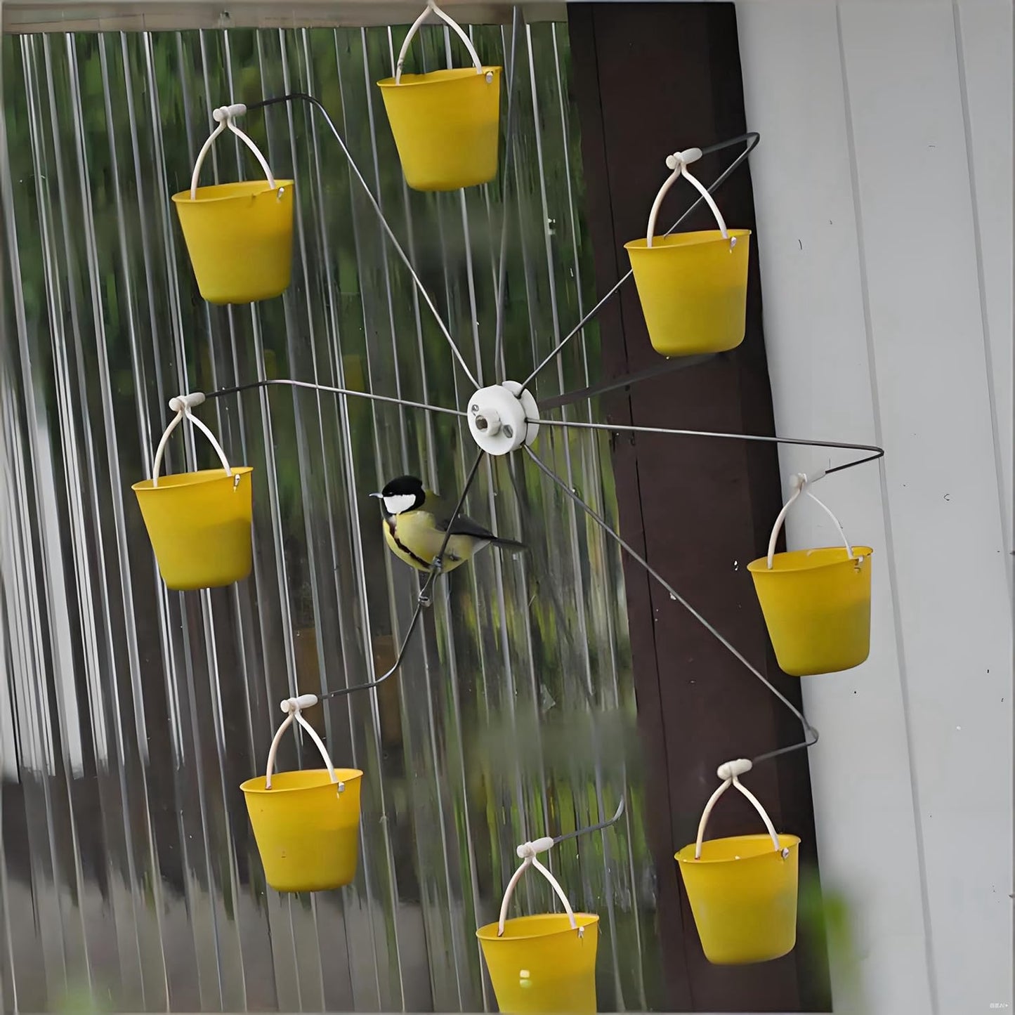 Ferris Wheel Bird Feeder, Windmill Bird Feed Tool with 8 Buckets, Outdoor Hanging Hummingbird Feede for Garden