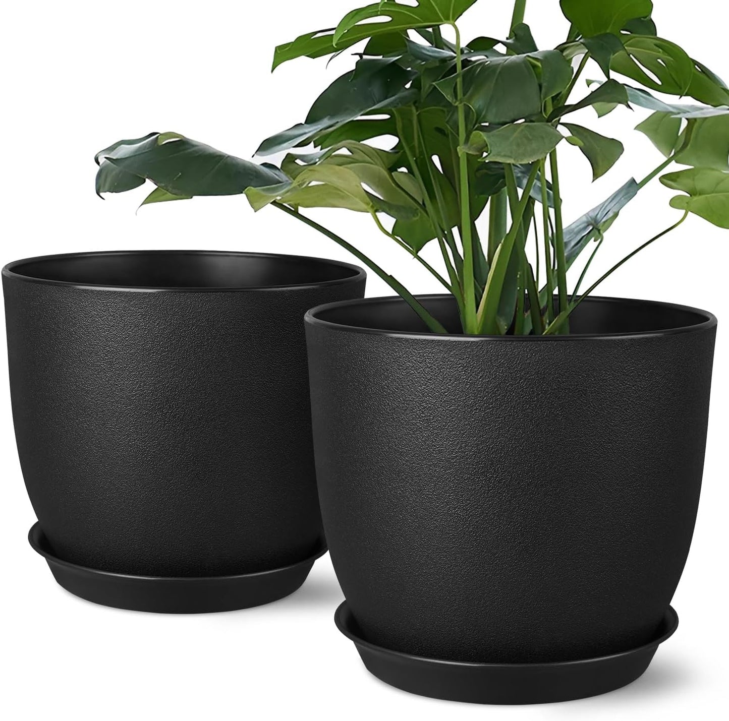 Plant Pots 8 Inch Set of 2, Flower Pots with Multi Mesh Drainage Holes