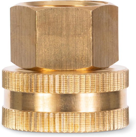 Gilmour Pro Brass Double Female Hose Connector, Swivel Hose Connector Thread Size 1/2" NPT (F) to 3/4" NH (F)