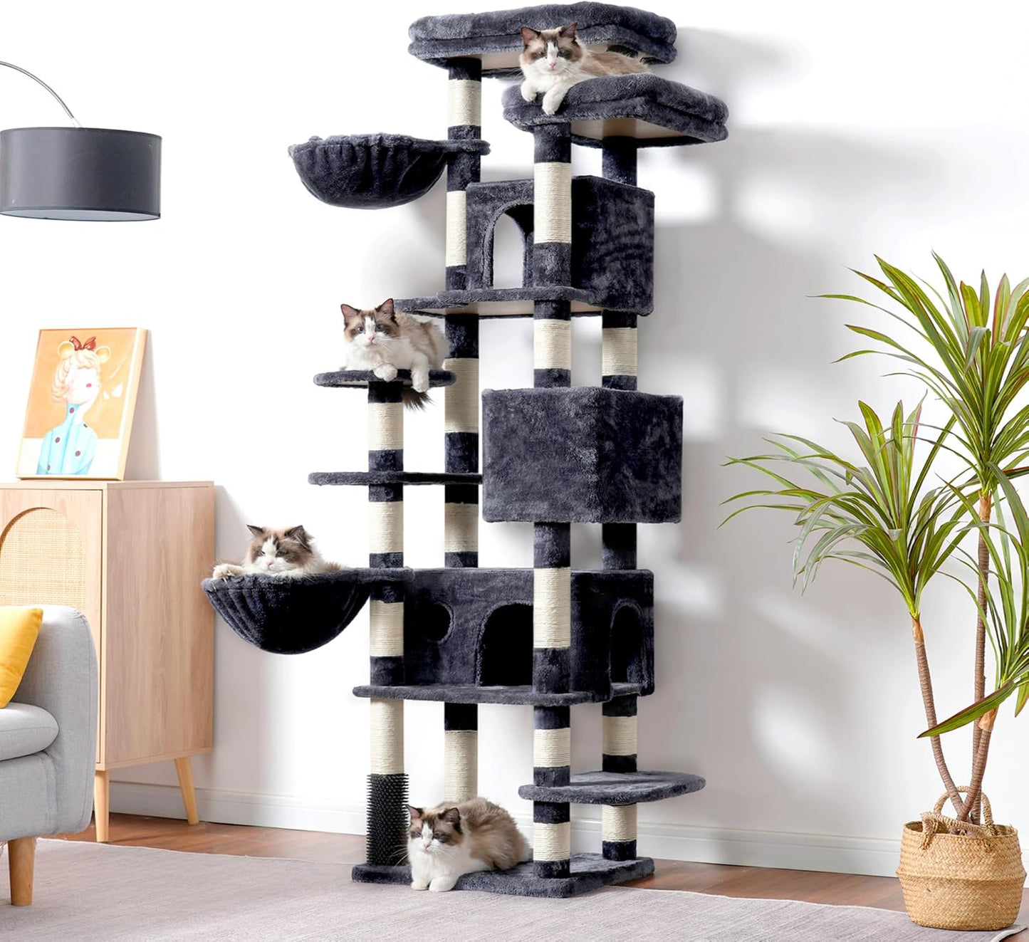 Hey-brother Cat Tree, 74 inches Multi-Level XL Large Cat Tower for Ind