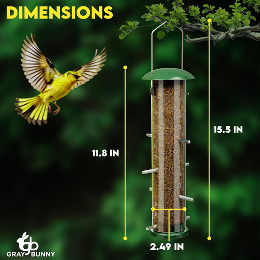 Finch Bird Feeder for Outdoors (16 Ports) Thistle & Nyjer Seed Hanging