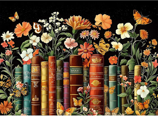 500 Piece Puzzle for Adults | Vintage Wildflowers Books Puzzle | Recyc