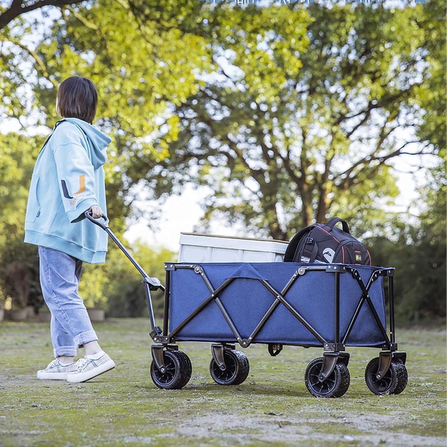 Shopping Cart,Collapsible Folding Outdoor Utility Wagon,Heavy Duty Garden Cart,Adjustable Handl-Shopping Beach Outdoors,Brown(Navy Blue)(Wine Red)/Wine Red