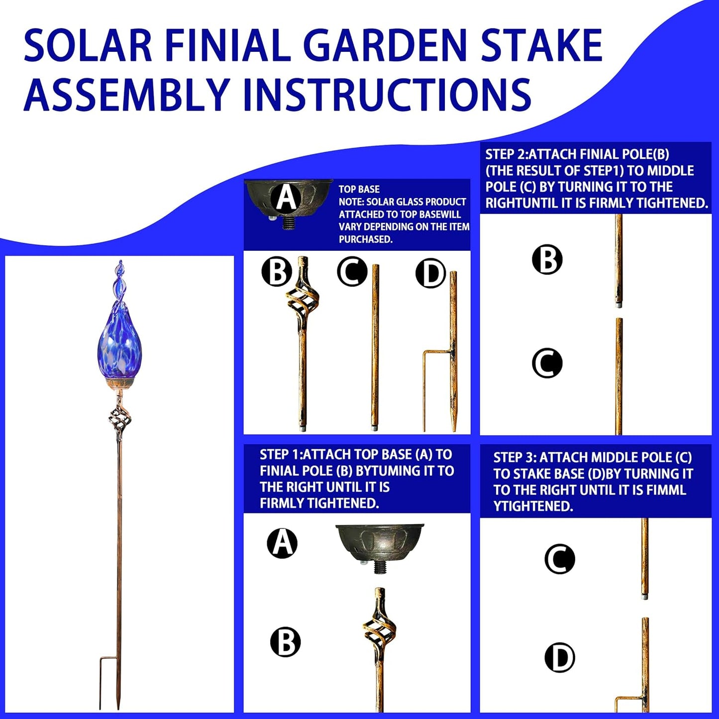 Solar Garden Lights Outdoor, Decorative LED Flame Garden Stakes, Hand 