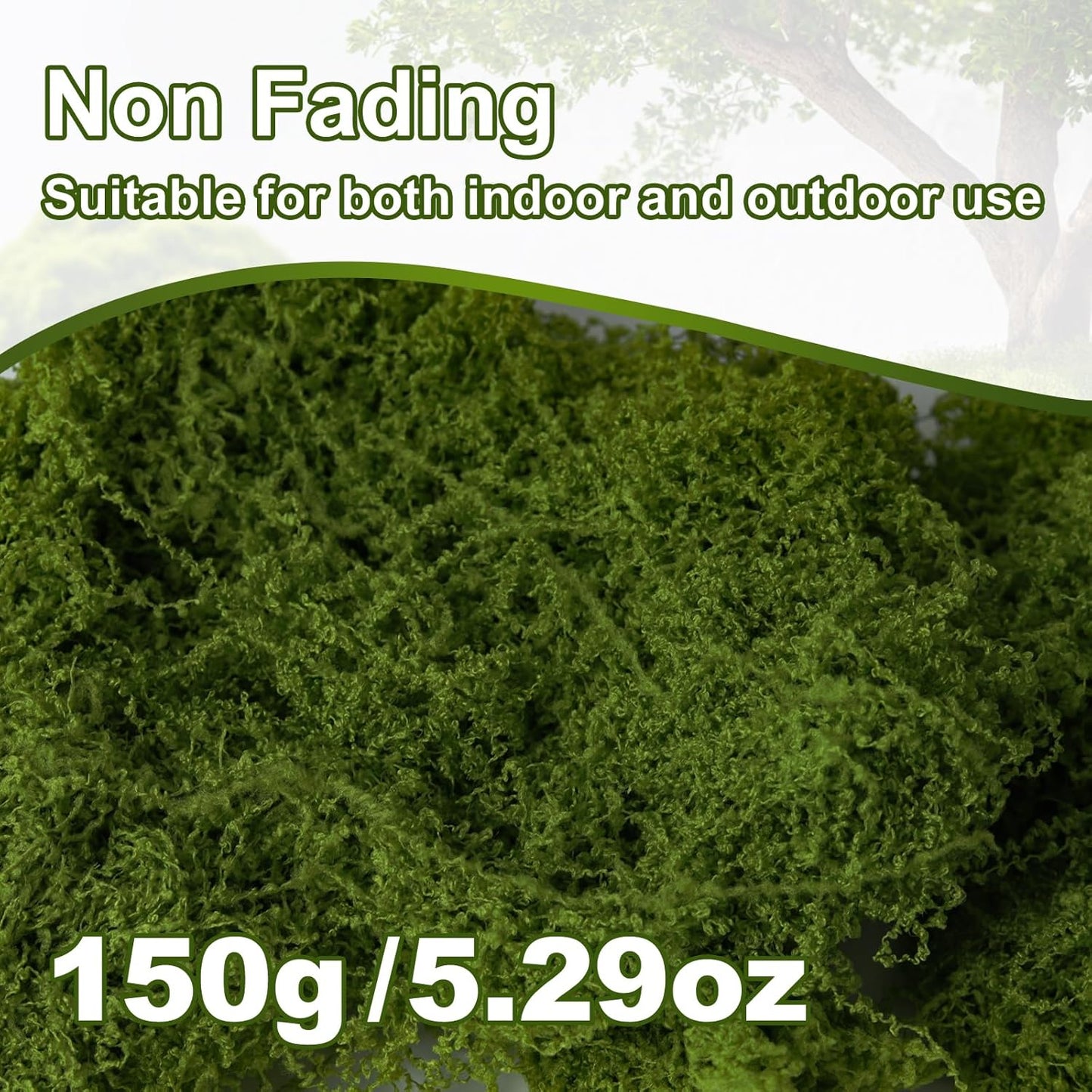 150g/5.29oz Fake Moss for Crafts, for Plants Indoor, DIY Decorative Moss for Fairy Garden Floral Wedding Model Making Glass Containers Home (Dark Green, 150g)