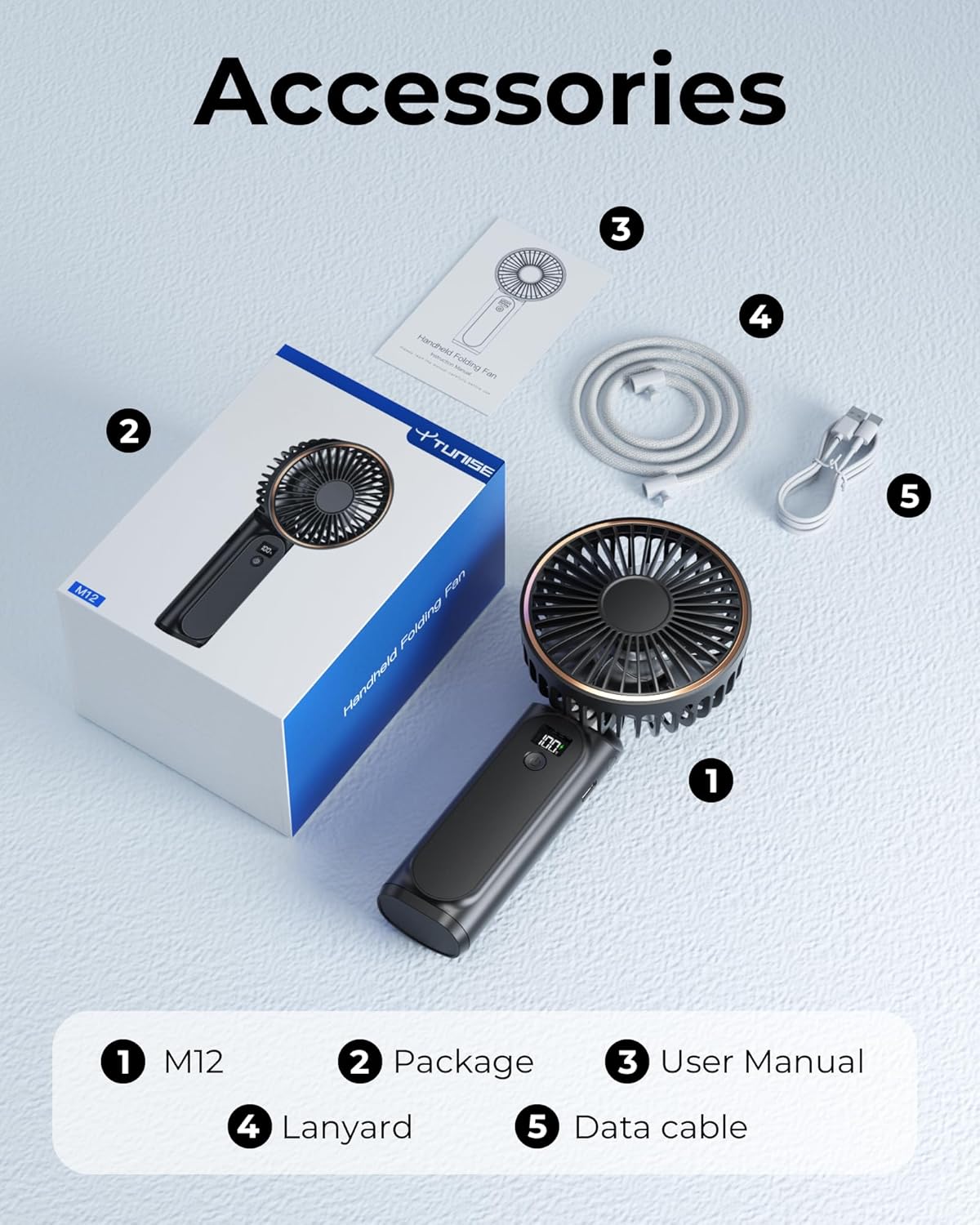 Portable Handheld Fan, Portable Fan Rechargeable, 4000mAh, 180° Adjustable, 6 Speed Wind, Display Electricity in Real Time, USB Rechargeable Foldable F an, Quiet Personal Fan as Power Bank