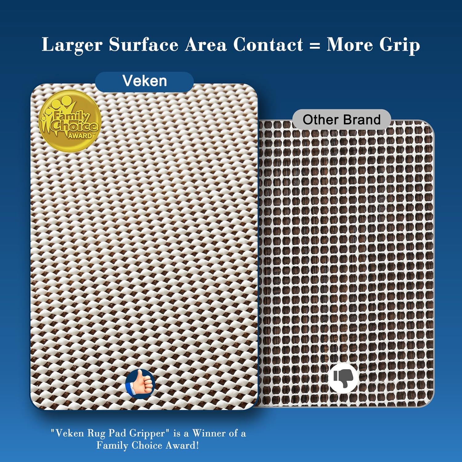 Veken Rug Gripper Pad for Hardwood Floors, Thick Non Slip Rug Pads for
