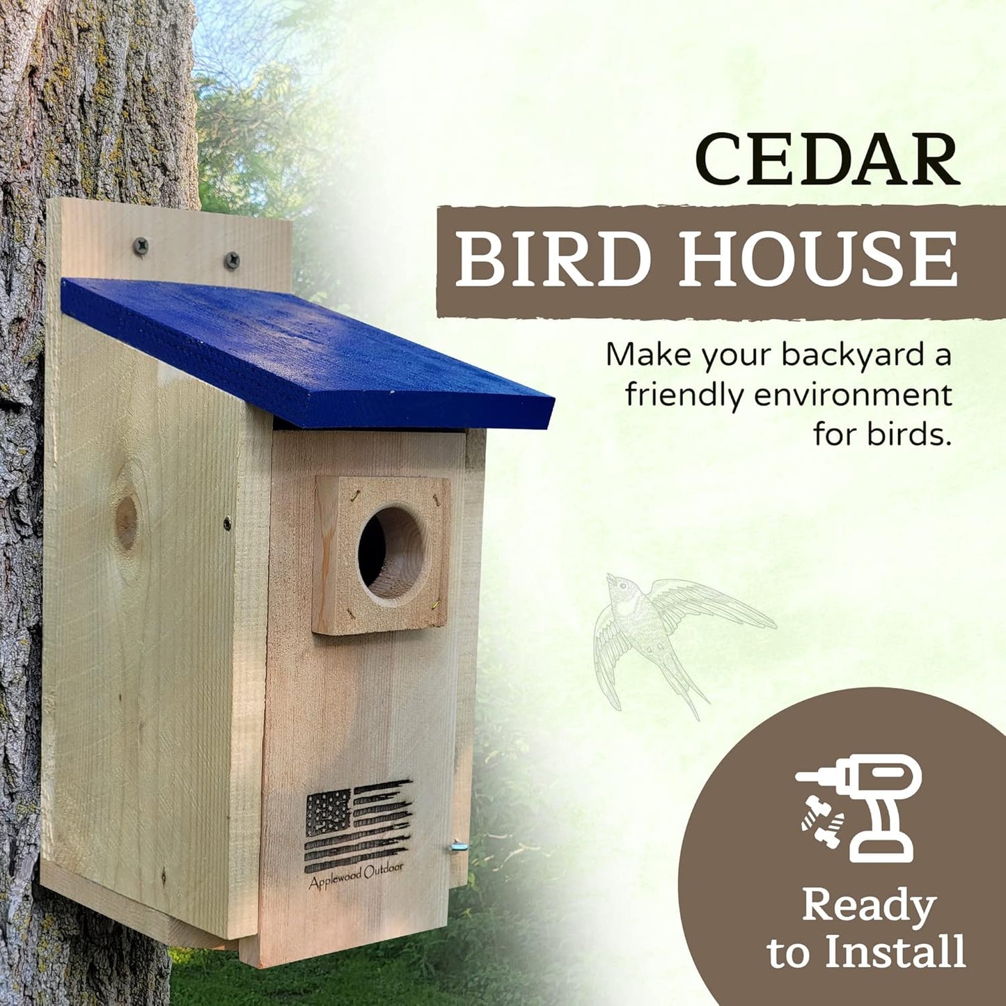 Made in USA,Premium Rustic Cedar Bird Houses,Durable Bird Houses for O