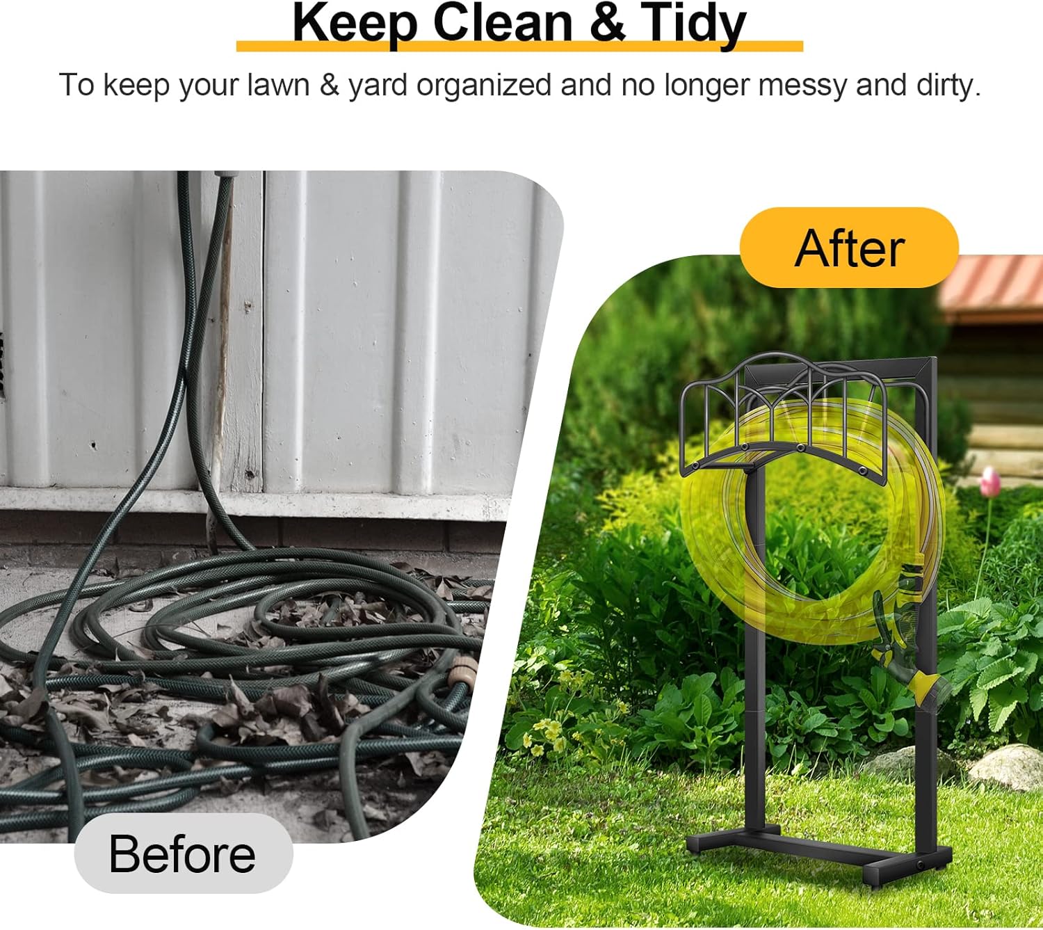 Garden Hose Holder -Upgraded Hose Holder Holds 100-feet Hose,Freestand