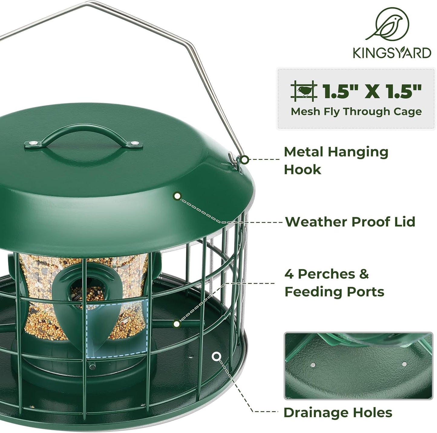 Kingsyard Tube Squirrel Proof Bird Feeders for Outdoor Hanging, Metal 