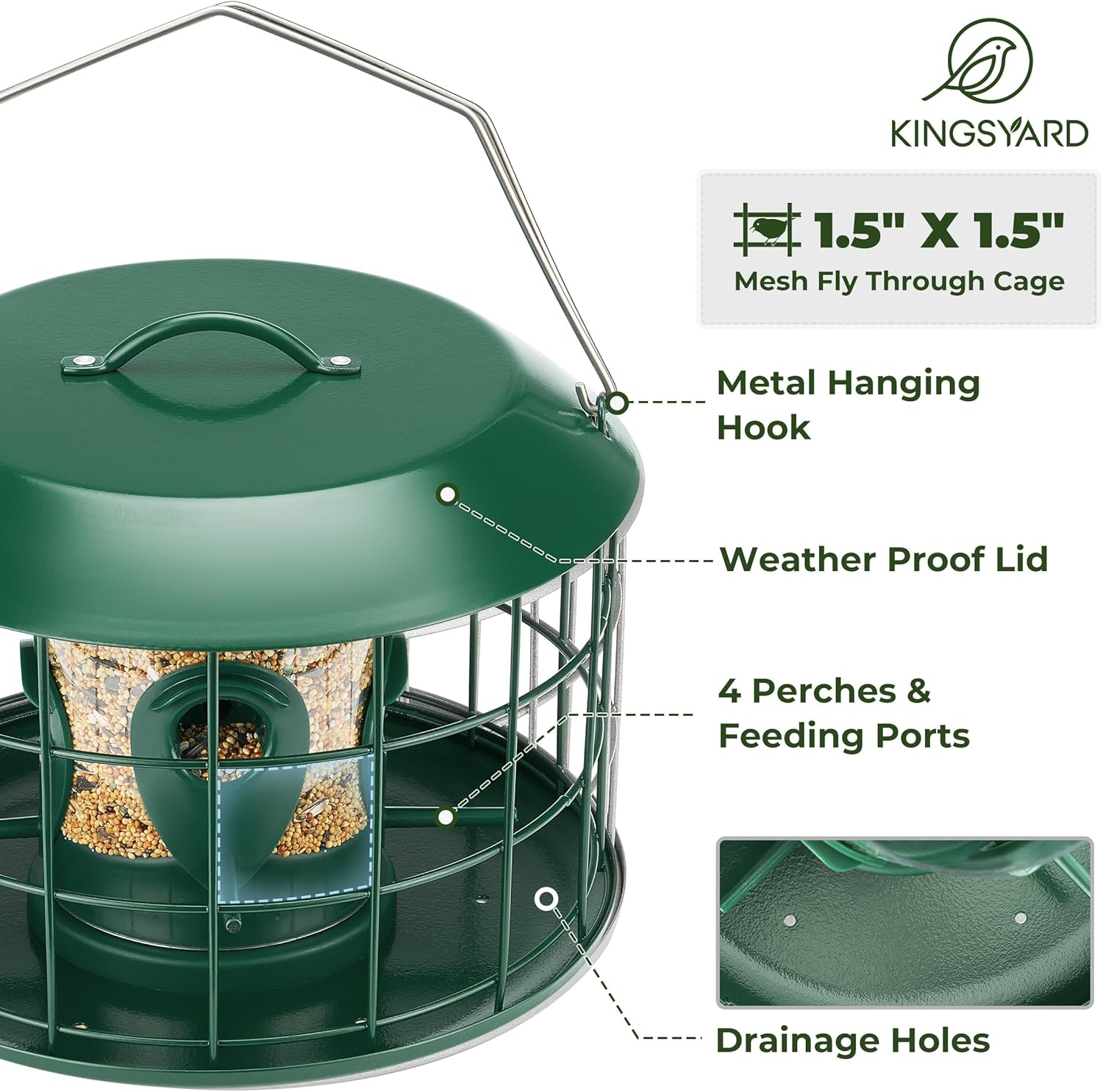Kingsyard Tube Squirrel Proof Bird Feeders for Outdoor Hanging, Metal 