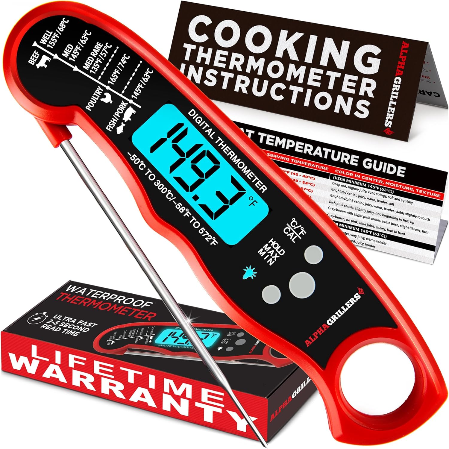 Alpha Grillers Meat Thermometer Digital – Instant Read Food Thermomete
