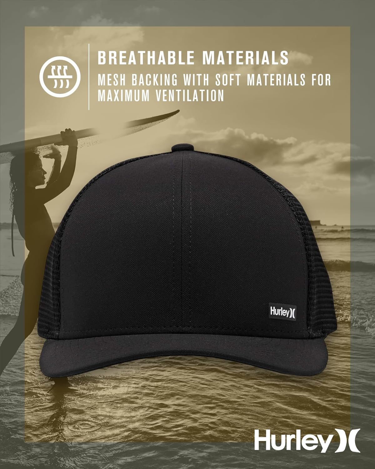 Hurley Men's Caps - H2O-Dri League Baseball Caps for Men with Snapback