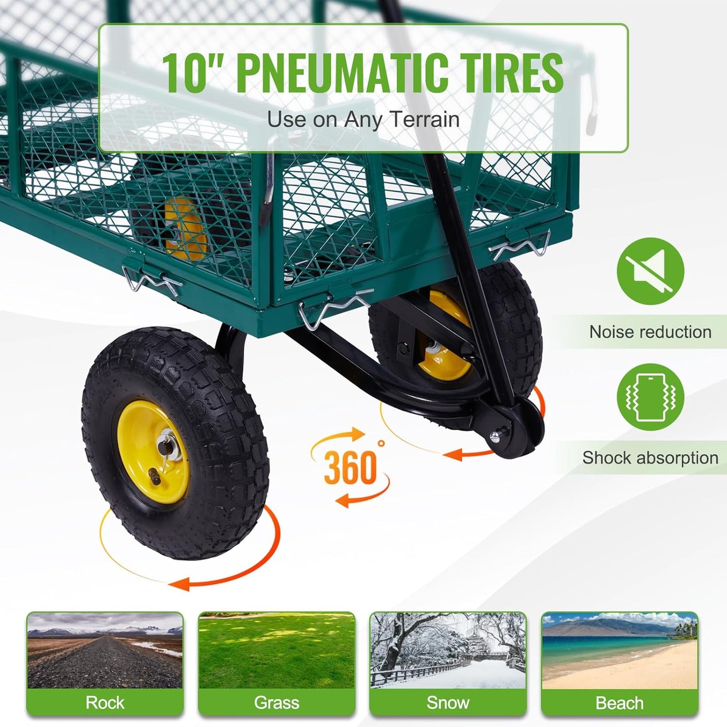 Backyard Expressions Heavy-Duty Steel Garden Cart – 400 lb Capacity, R