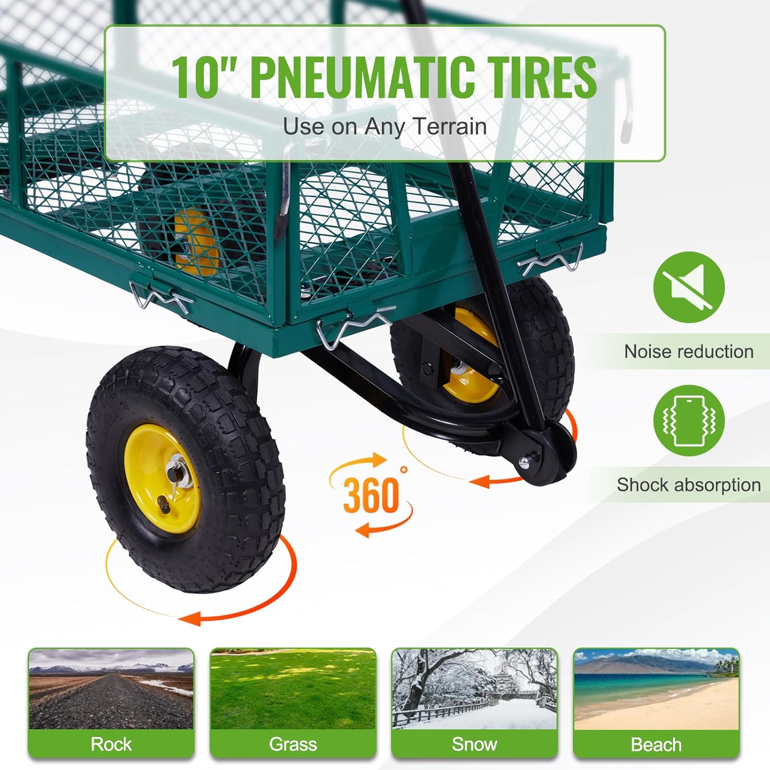 Backyard Expressions Heavy-Duty Steel Garden Cart – 400 lb Capacity, R