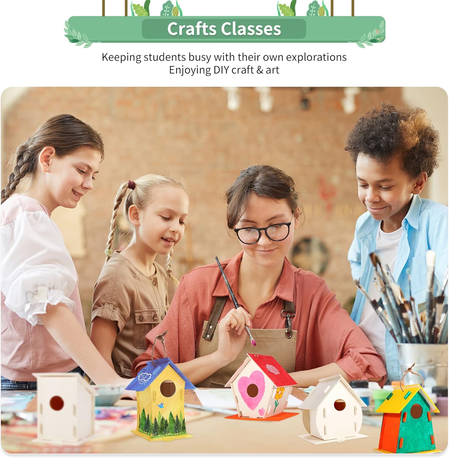 ILHSTY 18 Pack Large Paintable DIY Wooden Bird Houses Kits for Kids, K