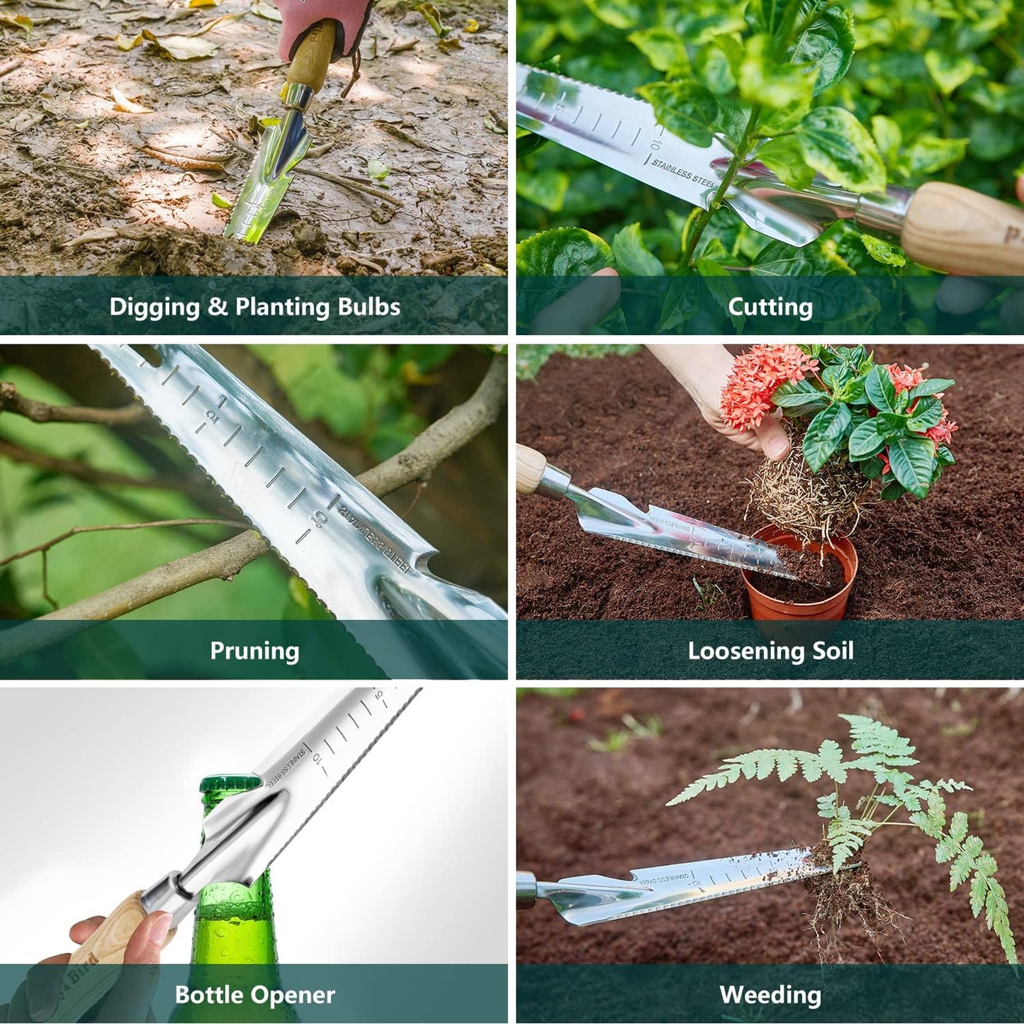 Berry&Bird Gardening Hand Tool Set - 3PCS Stainless Steel Garden Tool 