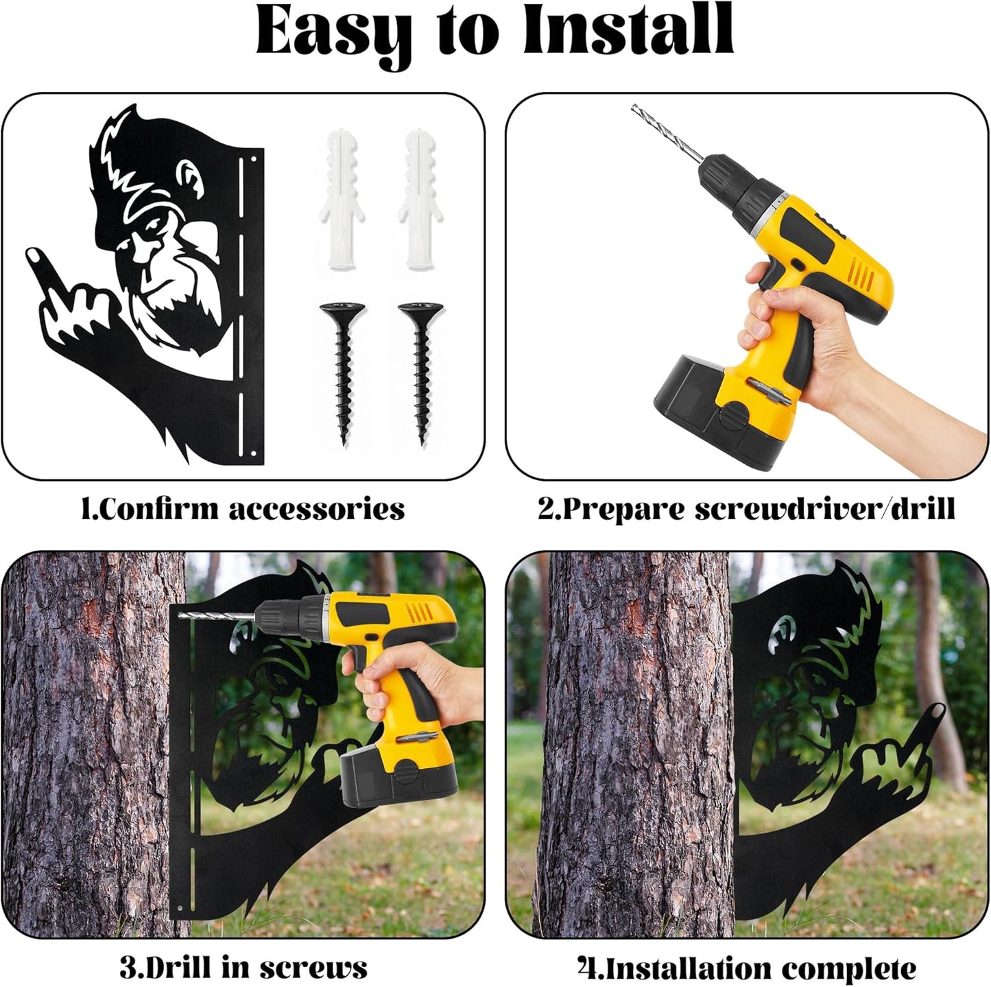 Big Foot Metal Garden Stakes - Funny Sasquatch Silhouette Statues for 