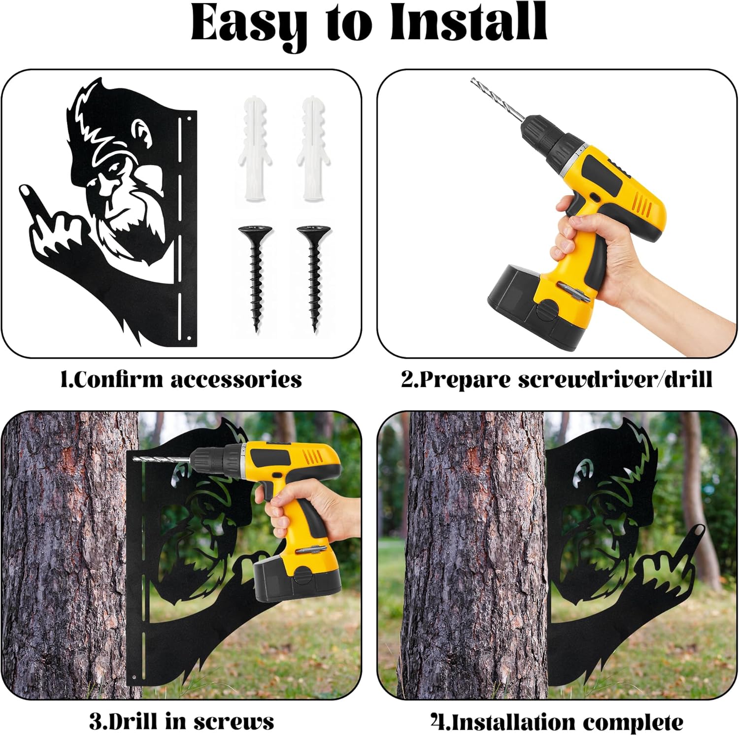 Big Foot Metal Garden Stakes - Funny Sasquatch Silhouette Statues for 