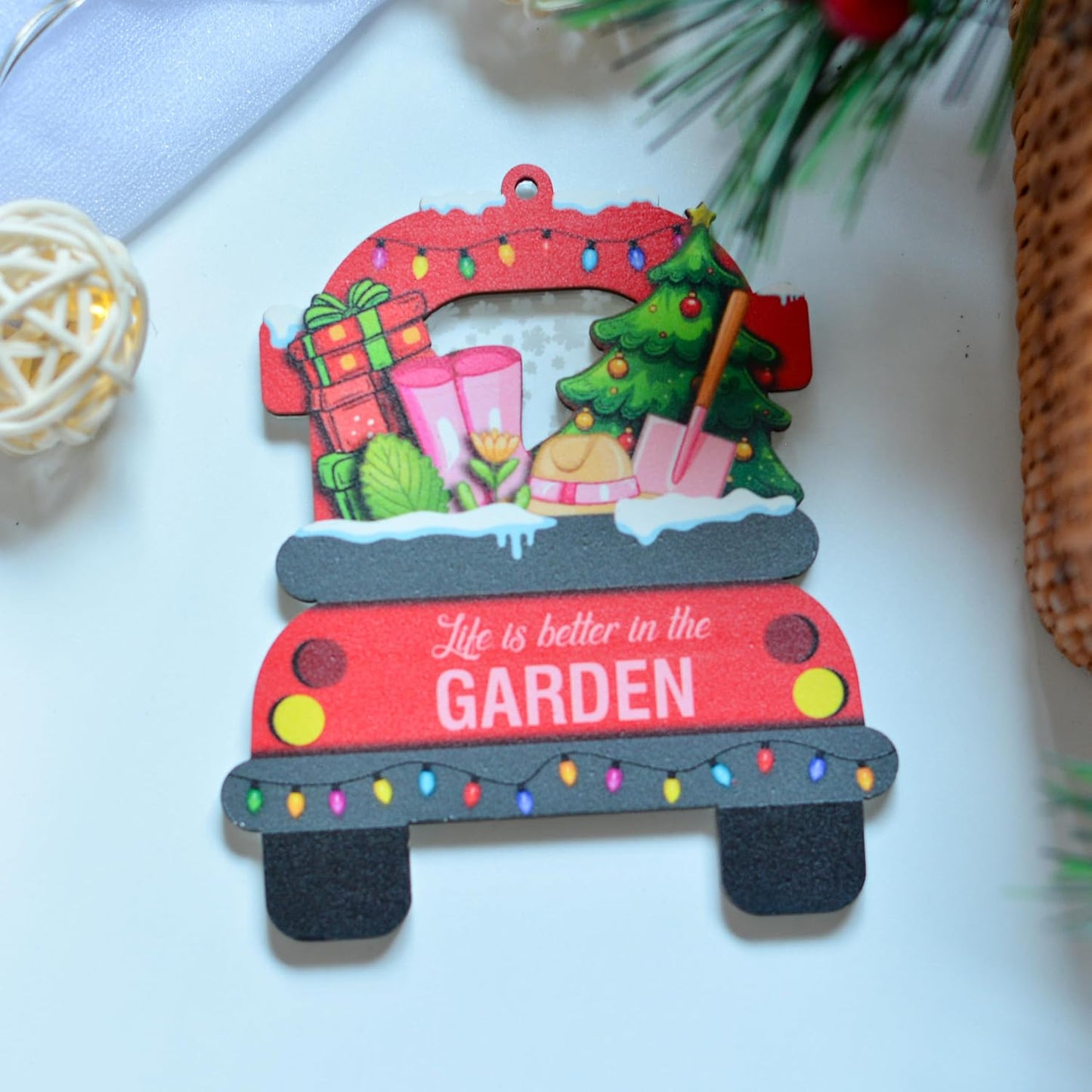 Gardening Christmas Ornament, Plant Garden Tools Christmas Ornament, Season's Gardenings, for Flower Gardeners, Plant Lovers Hanging Tree Decor