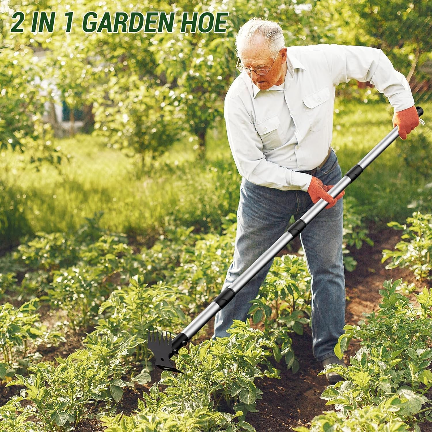 Weed Puller Tool with Long Handle – 2-in-1 Handle Garden Hoe and Weed 