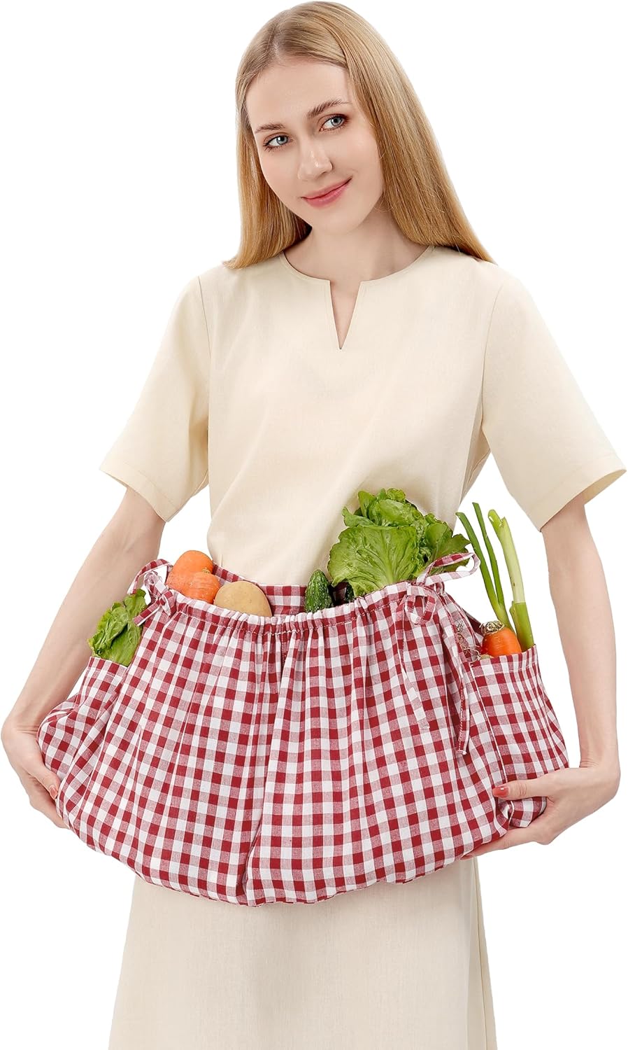 C-ZOFEK Linen Gardening Apron with Pockets for Women Men Farm Orchard Garden (Muiticolor)