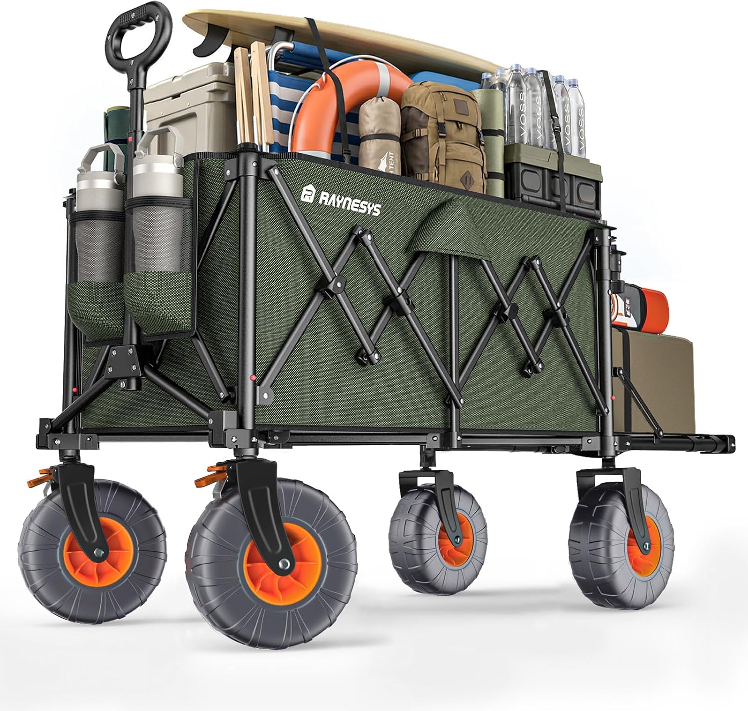 Beach Wagon with Big Wheels for Sand, 440lbs Wagons Carts Foldable wit