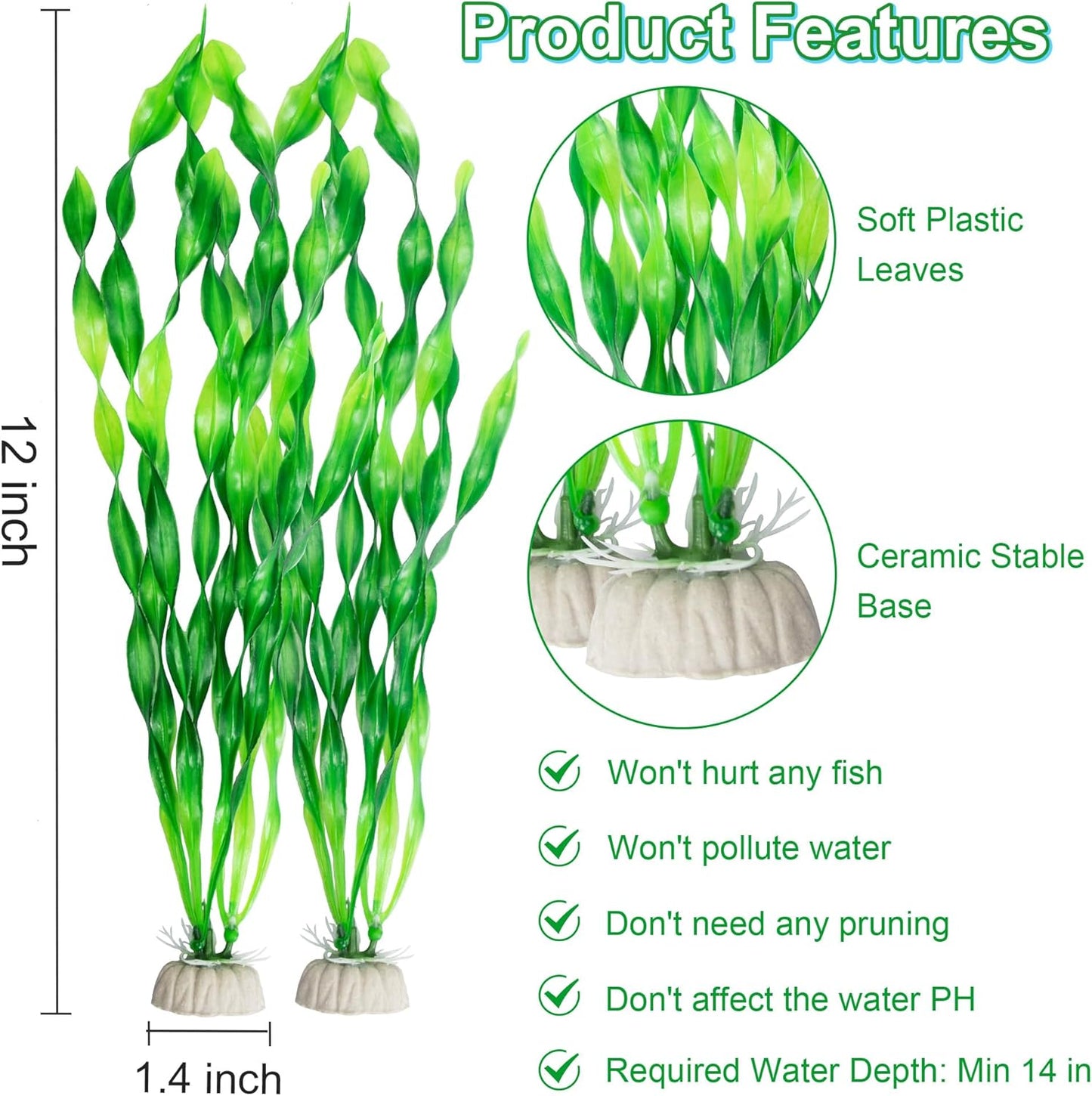 MyLifeUNIT Artificial Seaweed Water Plants for Aquarium, Plastic Fish 