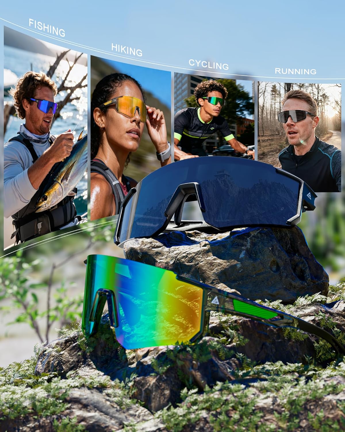 Polarized Sports Sunglasses for Men Women, UV400 Protection Mens Sungl