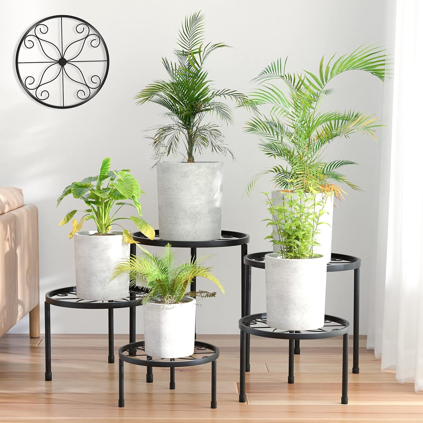 5-Pack Decent Metal Plant Stands, Heavy Duty Flower Pot Stands for Mul