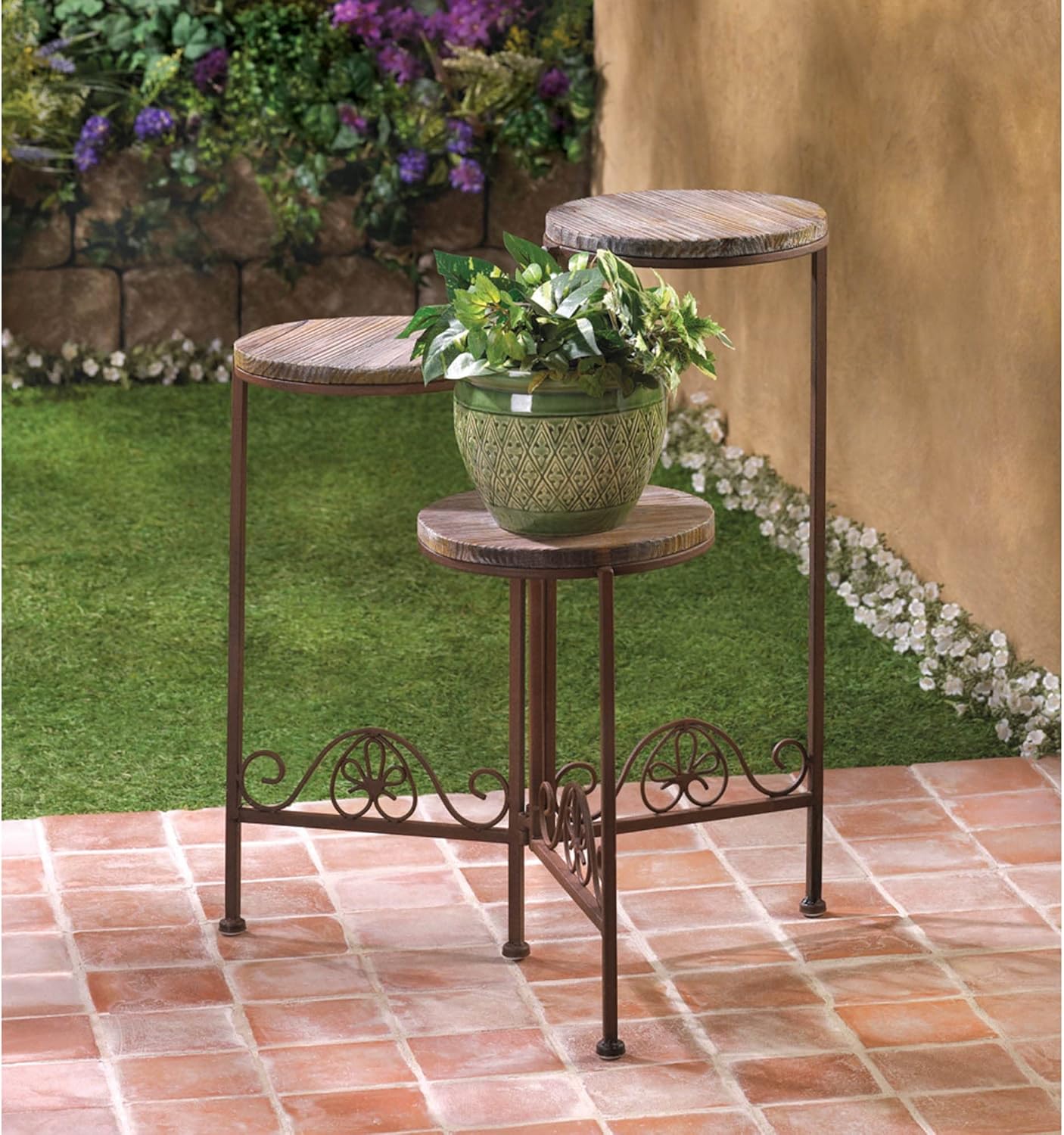 Gifts and Decor Rustic Finish Triple Planter Table Set