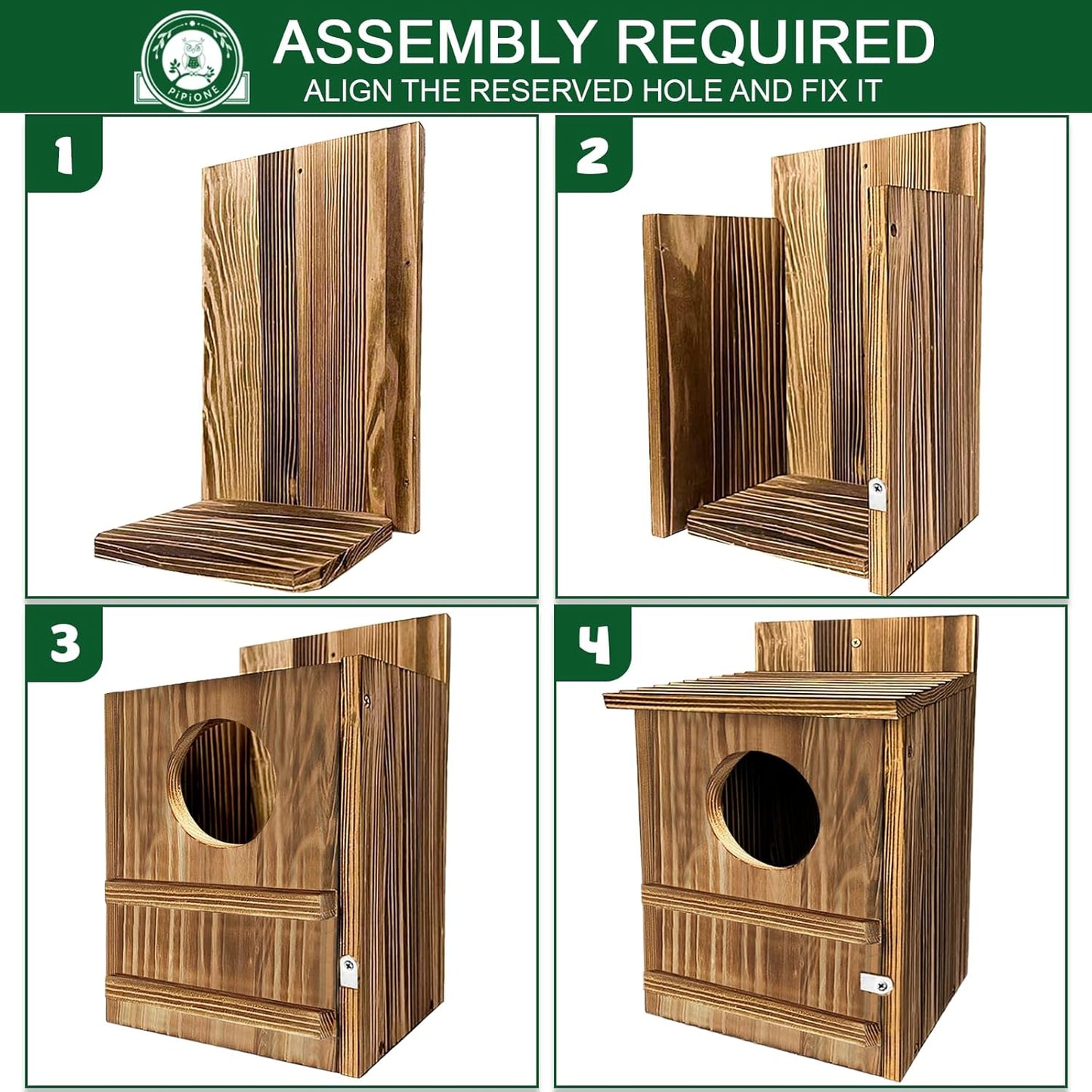 Squirrel Houses Owl House Bird Houses for Outside, Owl Box Birdhouses for Outdoors, Wooden Bird Nesting Boxes with Shavings for Wildlife Lovers, Easy Assembly Required